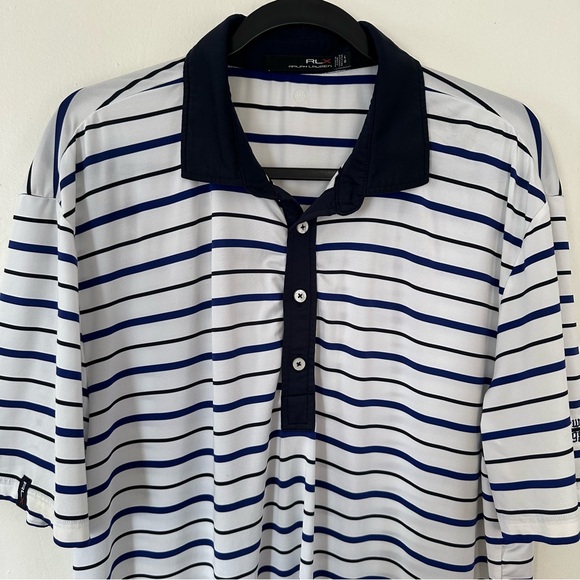 RLX Ralph Lauren Other - RLX Ralph Lauren Wicking Polo Shirt Mens Large Blue Striped Short Sleeve
